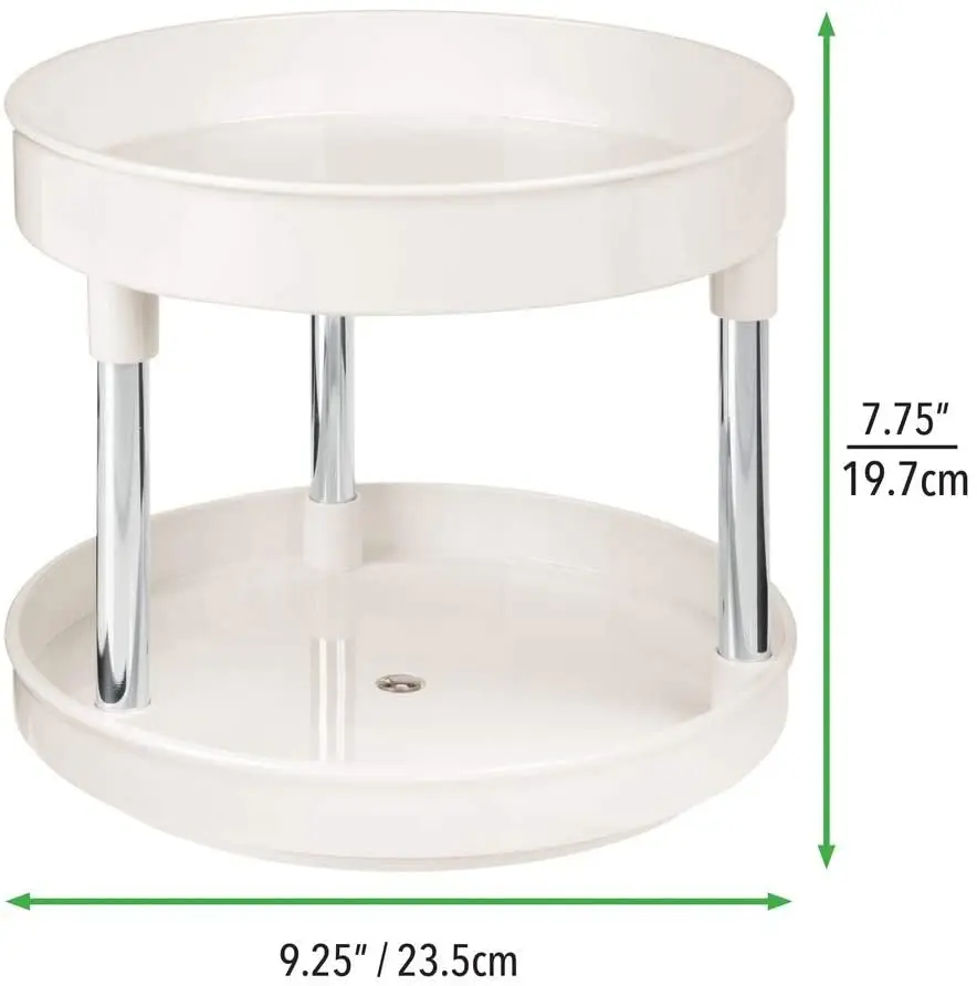 Suitable for cabinets, pantry, refrigerator, workbench, 2 floors Lazy Susan turntable food storage container