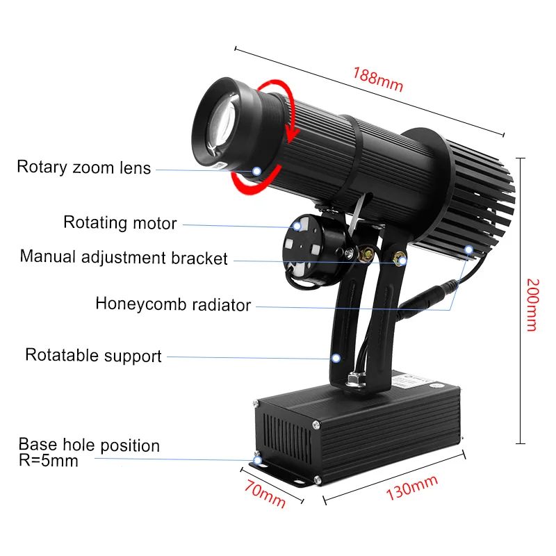 YUFAN Rechargeable Battery 50W Outdoor HD Lens LED Customized Gobo Logo Projector Light for Advertising Welcome Signs