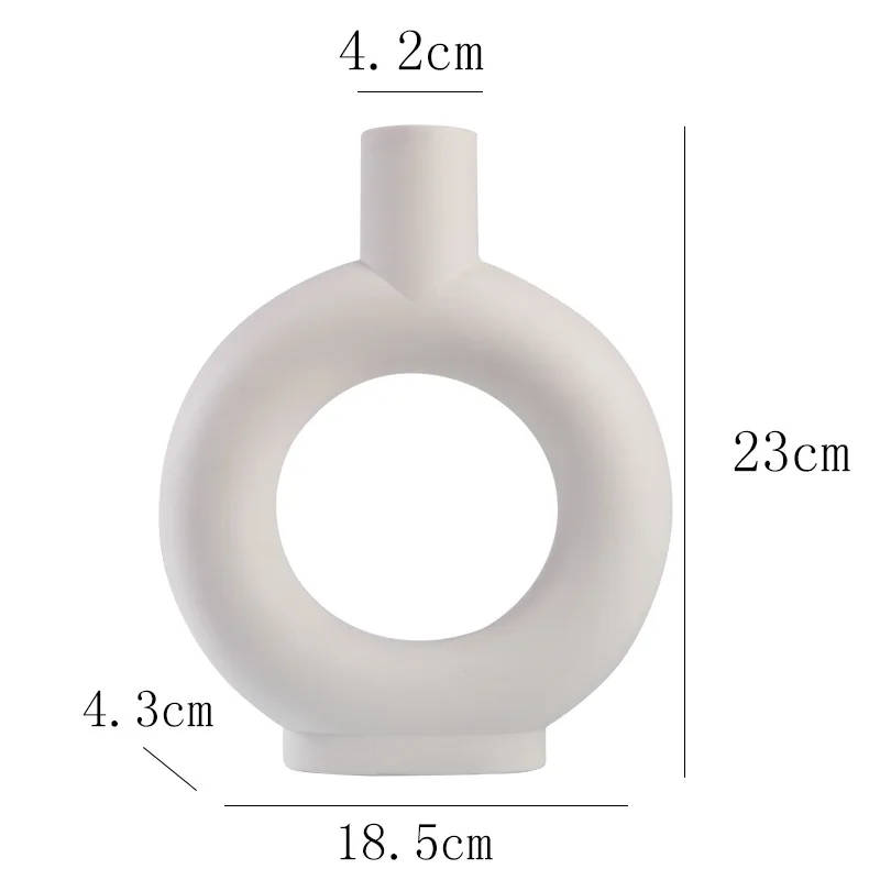 Ажурная керамическая ваза с белыми кругами 9 дюймов в корейском минималистичном стиле украшение для дома гостиной спальни
