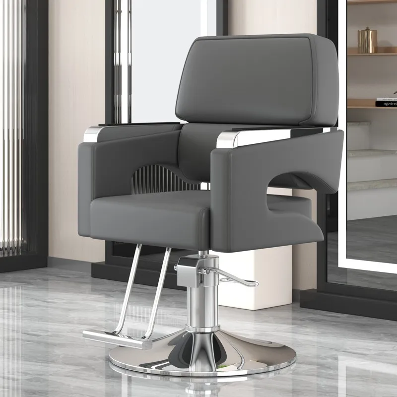 New Salon Cutting Hair Lift Simple Leather Can Be Placed Upside Down Barber Chair Barber Hair Station Salon Furniture