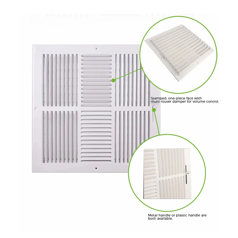 HVAC Steel Air Ventilation Grille Metal Ceiling Air Vents air ventilation grilles With Damper