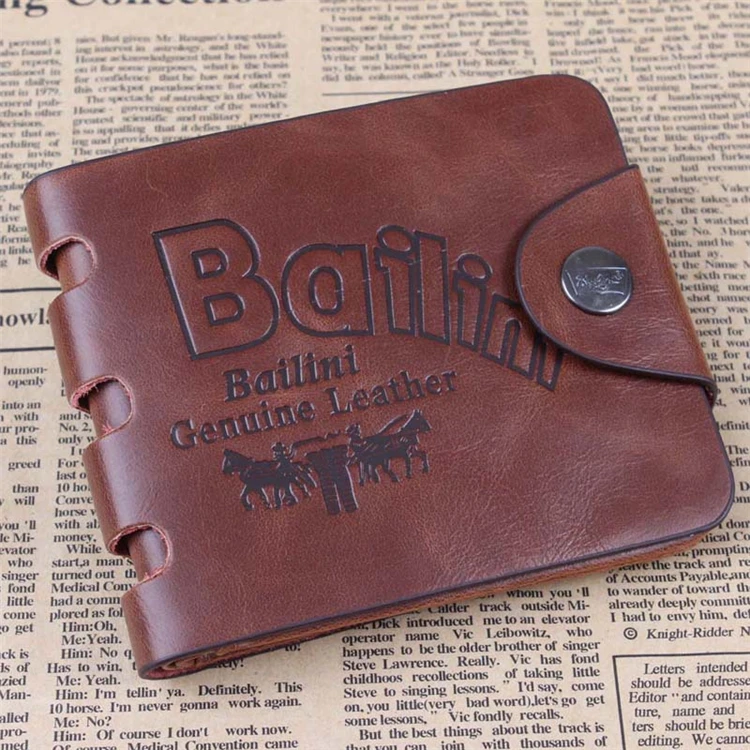wholesale oem money luxury handmade wax brown leather wallet mens