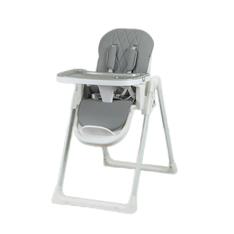 Multi-functional 2-in-1 6 levels Adjustable  Height Baby High Chair Folding Kids Growing Chair With Two Plate