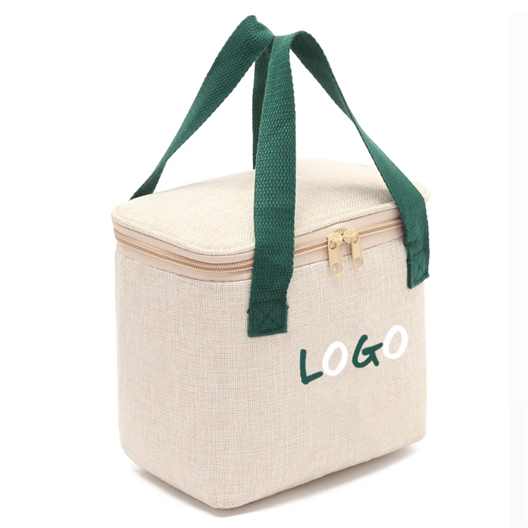 Chiterion Eco Friendly Jute Thermal Lunch Bag Insulated Cooler Bag Lunch Tote Customized Size Logo For Women Kids Promotion Saco