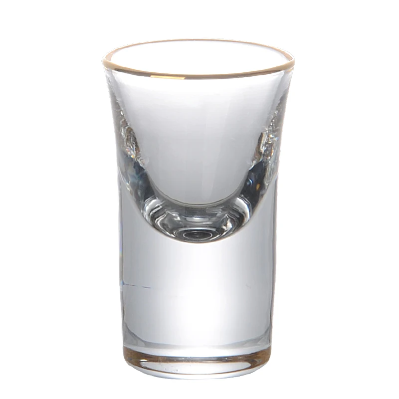 costom logo printing creative glass gold rim shot glass bullet shot glasses