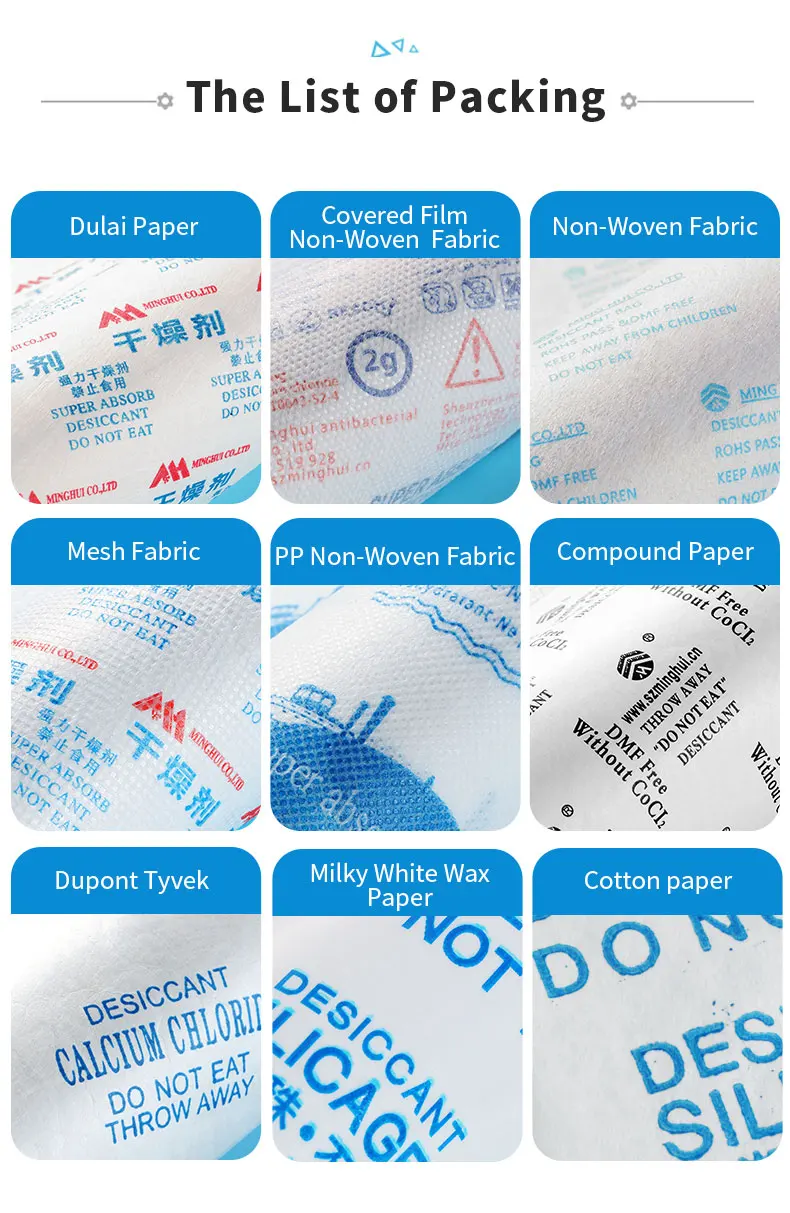 MINGHUI Customized Packaging Eco-friendly Montmorillonite Activated Clay Desiccant