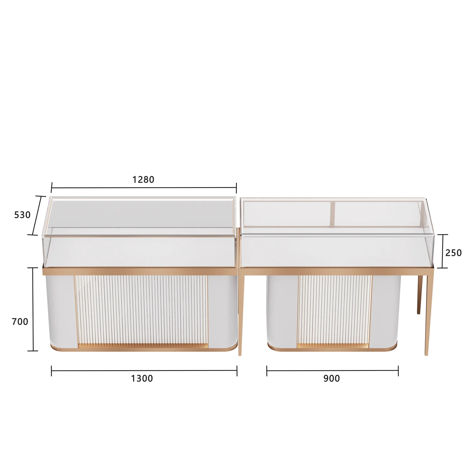 Shenzhen factory custom high quality wood stainless steel jewelry display cabinet OEM/ODM glass display cabinet jewelry showcase