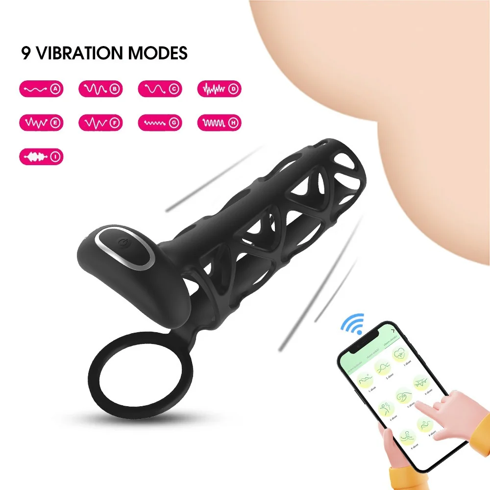 HM APP Cock Ring Time Delay Sperm Locking Penis Ring Massager Wireless Remote Control Vibrating Cock Ring For Men