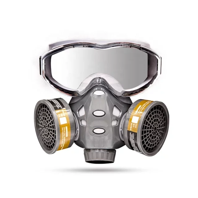 PPE PLUS TPE/ABS/PP Material Welding Painting Half Face Gas Mask with Safety Glasses