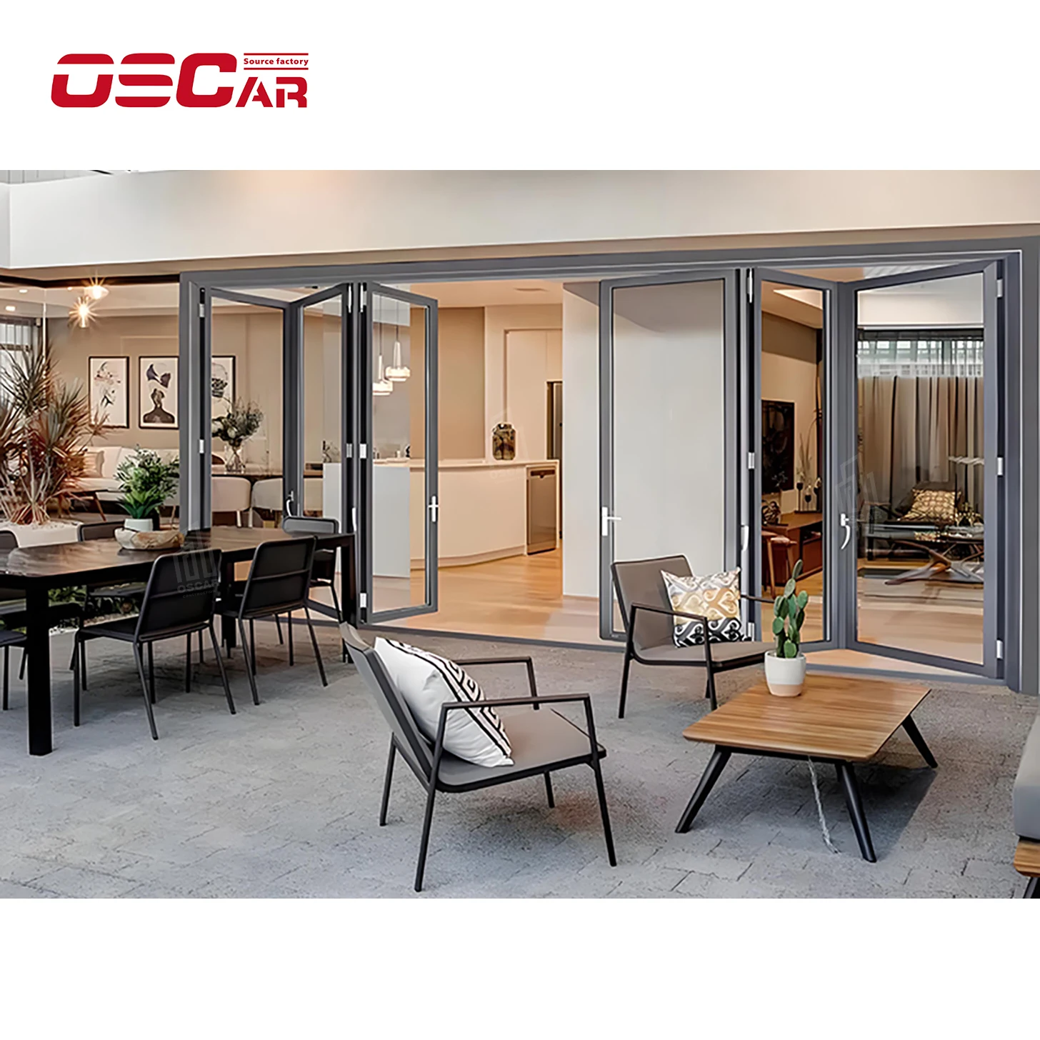 Oscaracso House Exterior Thermal Break Aluminium Profiles Glass Pocket Sliding floding Door Heavy Duty Patio Sliding Doors