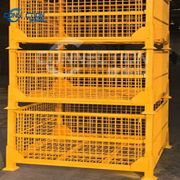 Большая Металлическая складная проволочная Стальная Сетчатая транспортная клетка для склада большая сетка