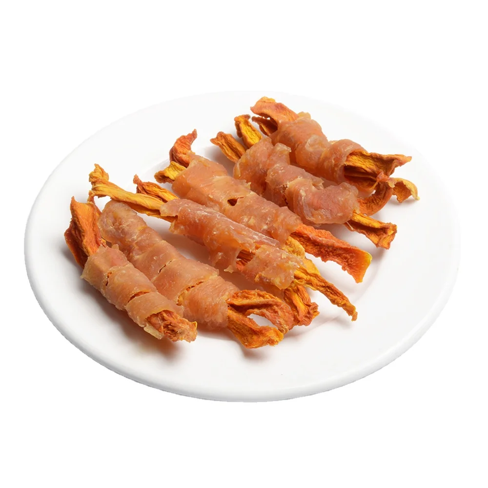 Wholesale high quality dog treats dog snacks chicken wrap carrot freeze dried dog toy snacks