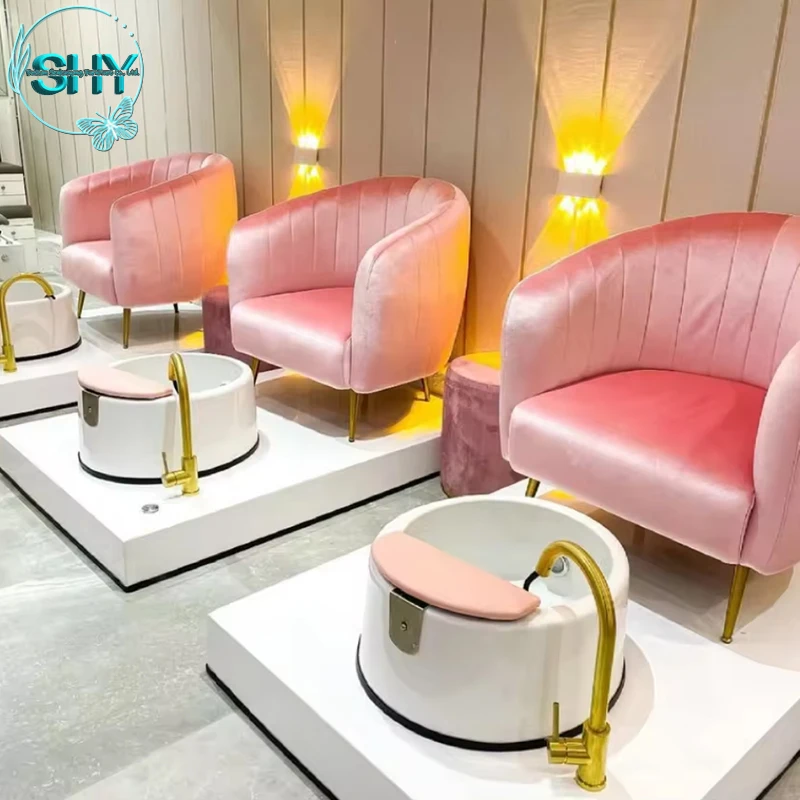 Customized Color Pink Beauty Nail Salon Pedicure Spa Chair With Jet
