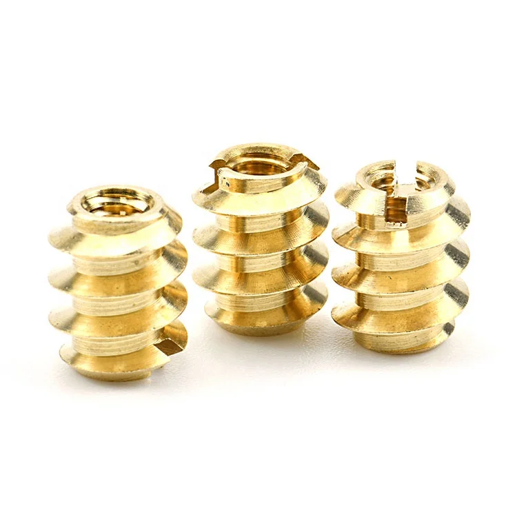 Самонарезающий втулка латунные прорезанные резьбовые вставки M10 гайка вставка Латунная M6