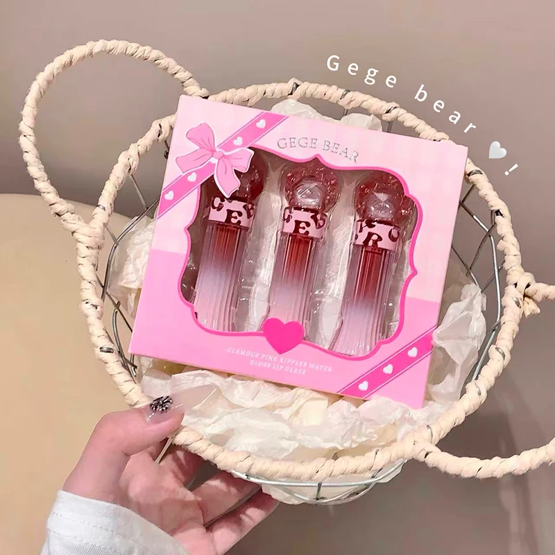 Набор блесков для губ GEGE BEAR Charming Pink Shimmer: водный блеск нелипкий увлажняющий тинт