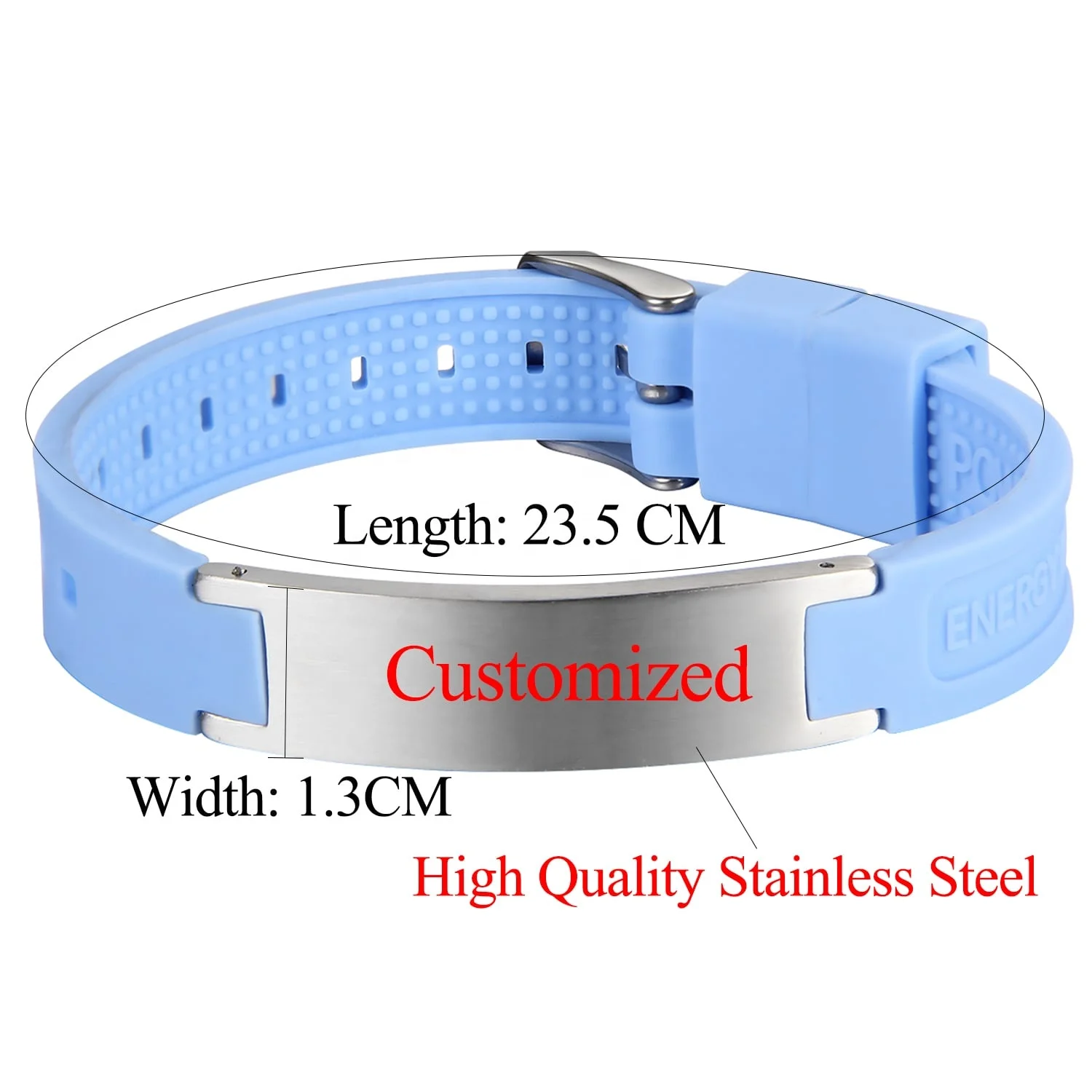 Wholesale Fashion Jewelry Rubber Silicon Bracelet  Energy High-Quality Stainless Steel Magnetic Custom Sports Bracelet Men Wome