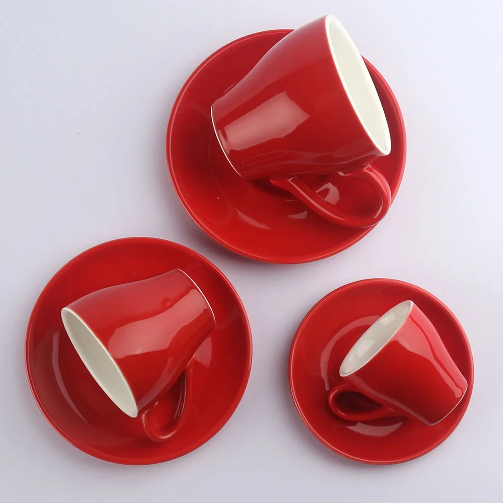 80ml, 180ml, 300ml White Color Glazed Ceramic Porcelain Coffee Tea Cups and Saucers Sets