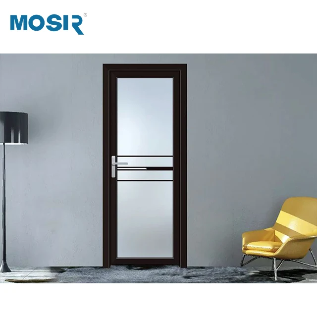 Toilet Door Interior Decoration Quality Assurance Bathroom Flat Aluminum French Patio Swing Door Aluminum Profile Doors Glass