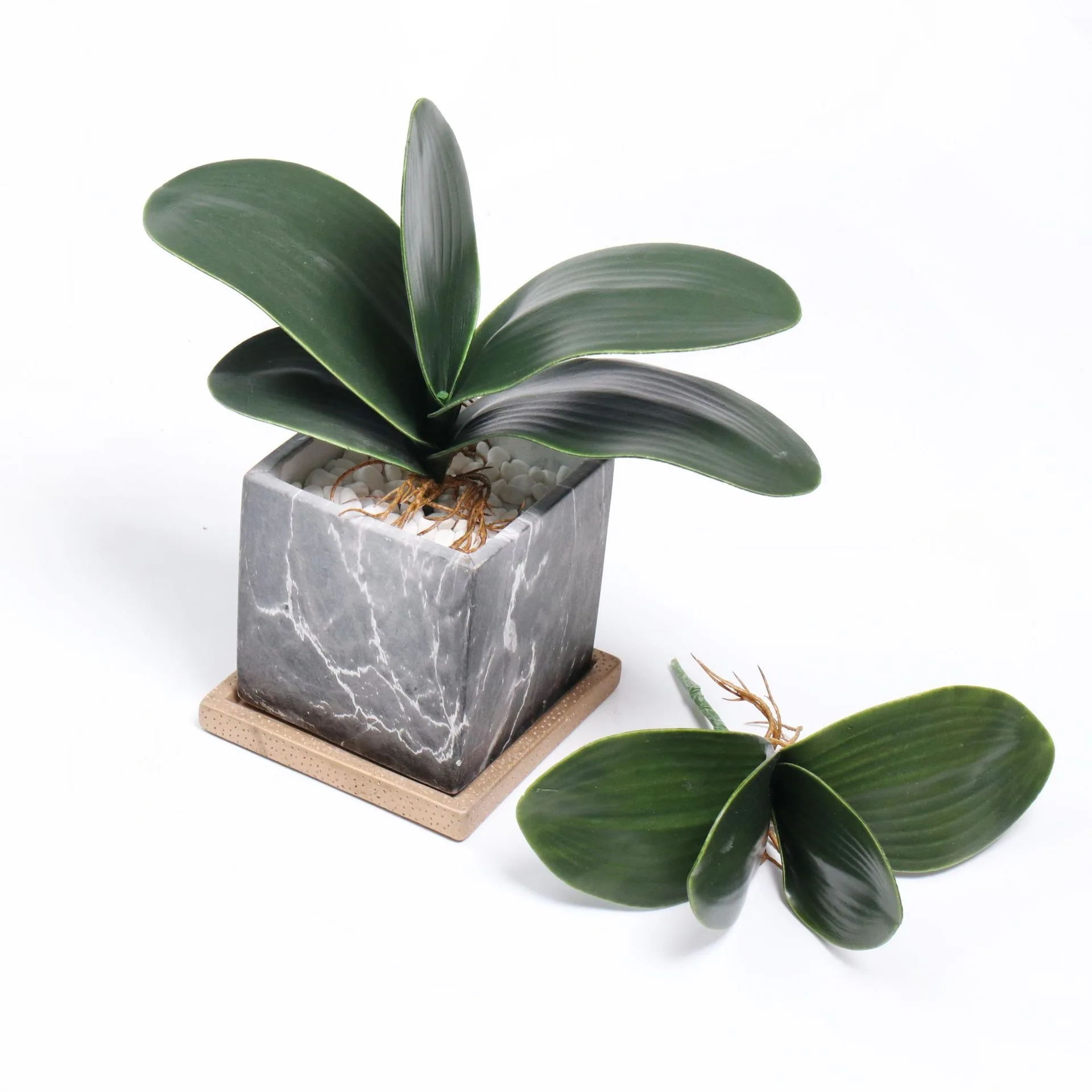 Factory Price Orchid New Leaf Green Artificial Latex 29cm Real Touch Decorative Orchid Leaves