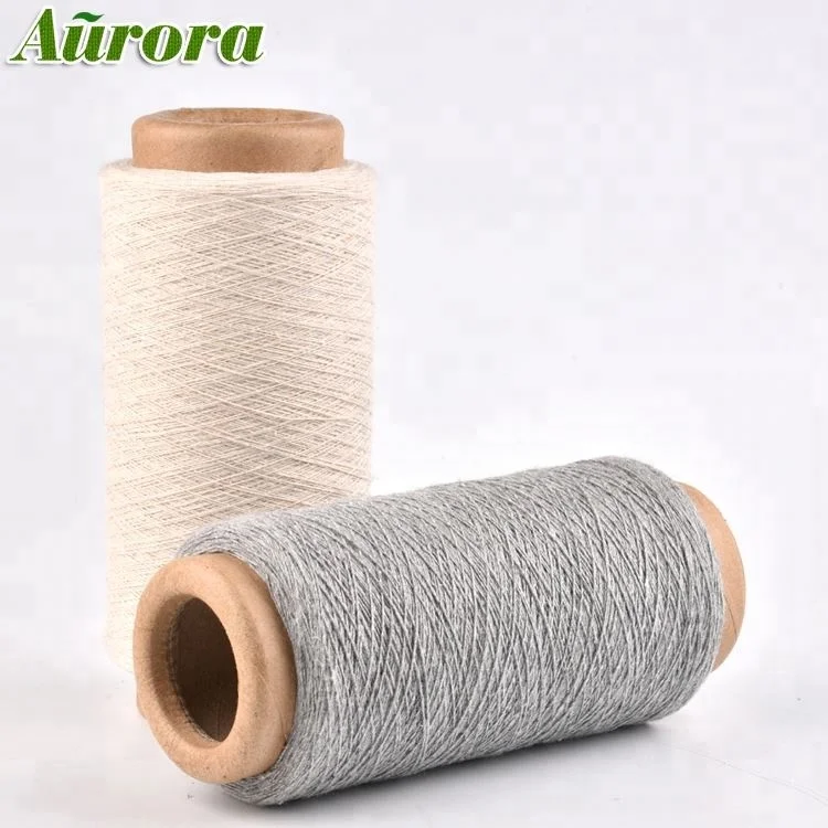 Factory supply orange knitting socks blended yarn Ne17S oe recycled cotton/polyester socks yarn