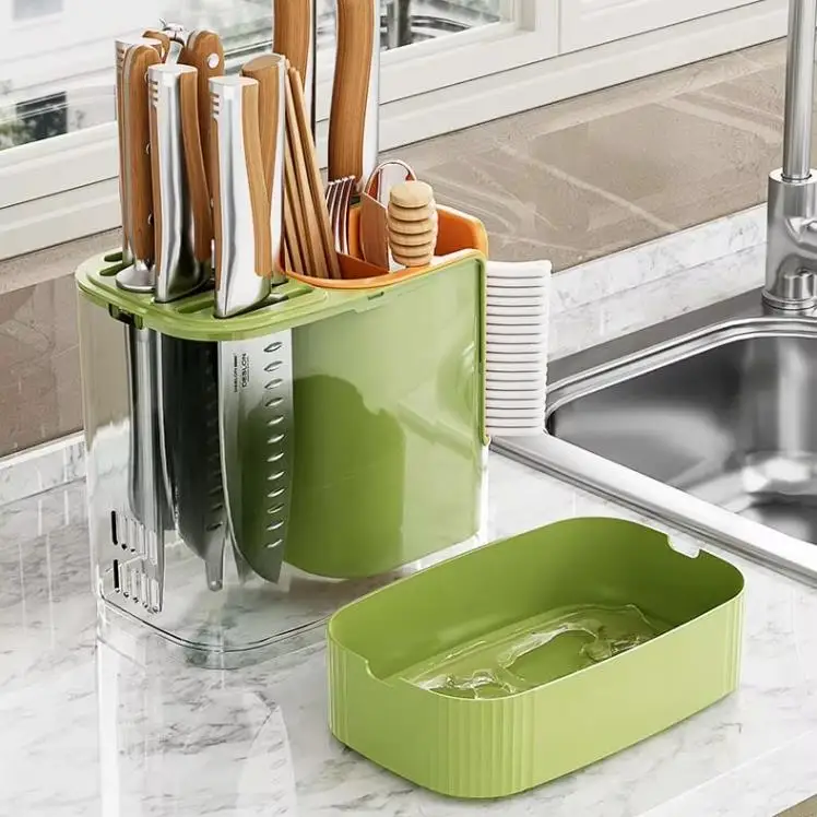 New Kitchen Knife Holder Multi-function Cutter and Cutlery Drainer Rack PP Space Saving Kitchen Utensil Organizer Rack Carton 20