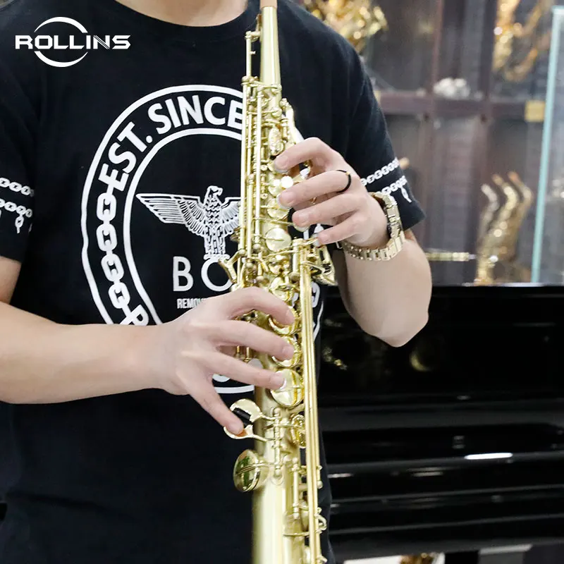 Saxophone High Grade Straight Phosphor Copper Body Gold Lacquer Keys KSS-C2 Soprano Saxophone