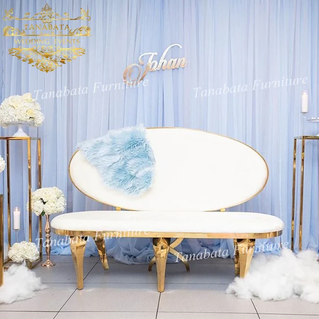 
Bride and groom used stainless steel frame pu leather royal wedding sofa 