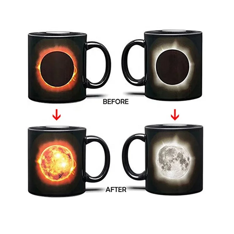 Best Gift for Children New 350ml Cartoon Heat Sensitive Changing Color Ceramic Milk Coffee Mug Drink Hot Water Cup