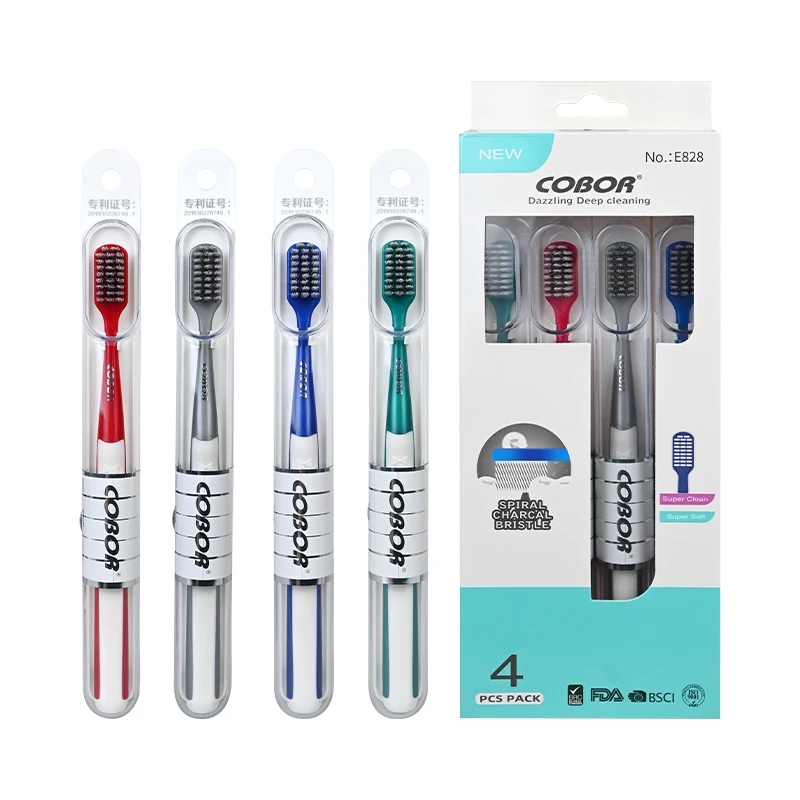 Spiral bristles high density planting home travel individual packaging toothbrush adult toothbrushes wholesale soft toothbrush