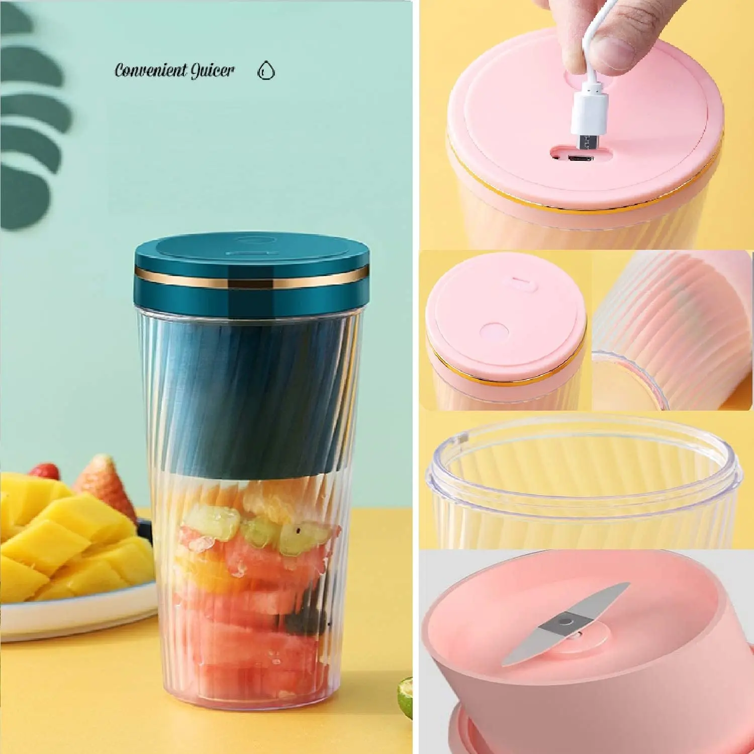 3 in 1 Fruit Juicer Smoothie Machine Mini Bottle Electric Portable Blender Cup Juicer