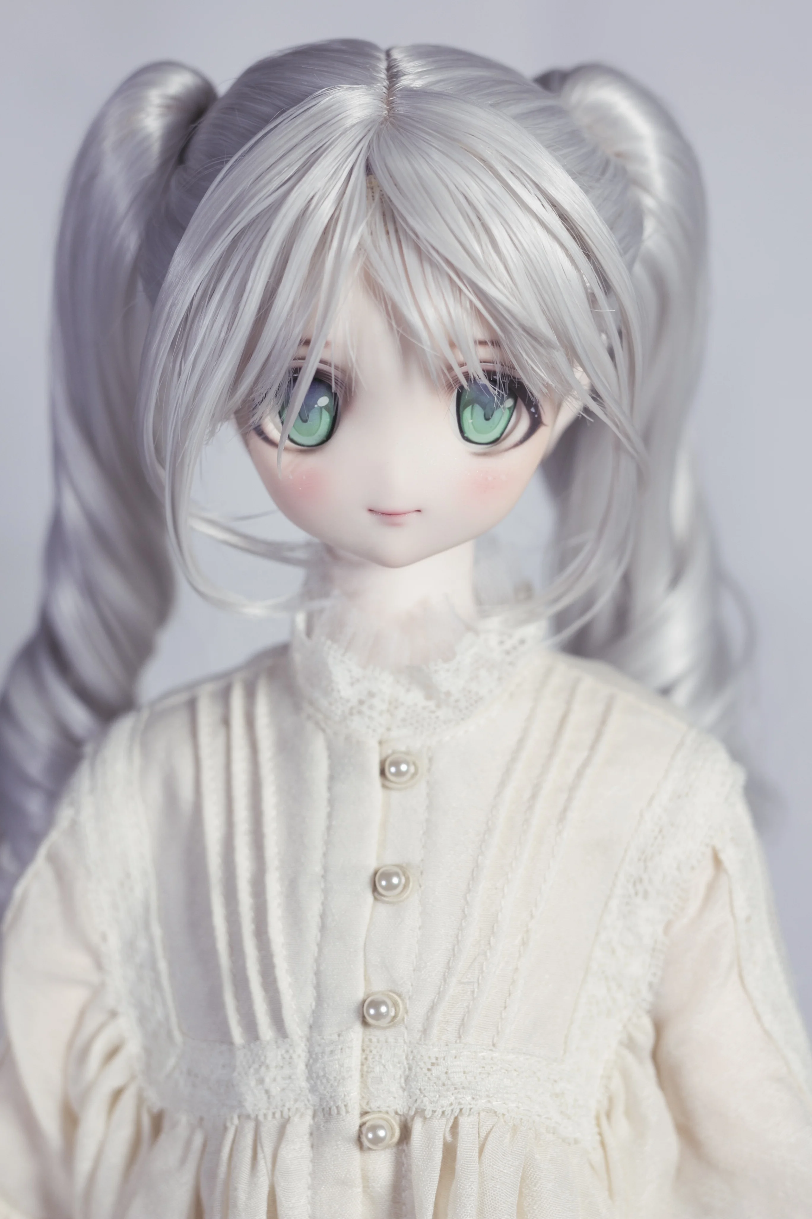 8-9 Inch 1/3 BJD Hair Customize Wigs For Dollfie Synthetic Pigtails Sliver White Pigtails Double Braid Curly Smart Doll DIY