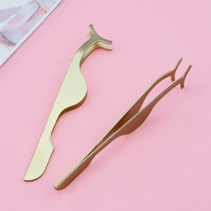 Hot Selling Eyelash Tools Stainless Steel Private Logo Eyelash Tweezers and Eyelashes Applicator