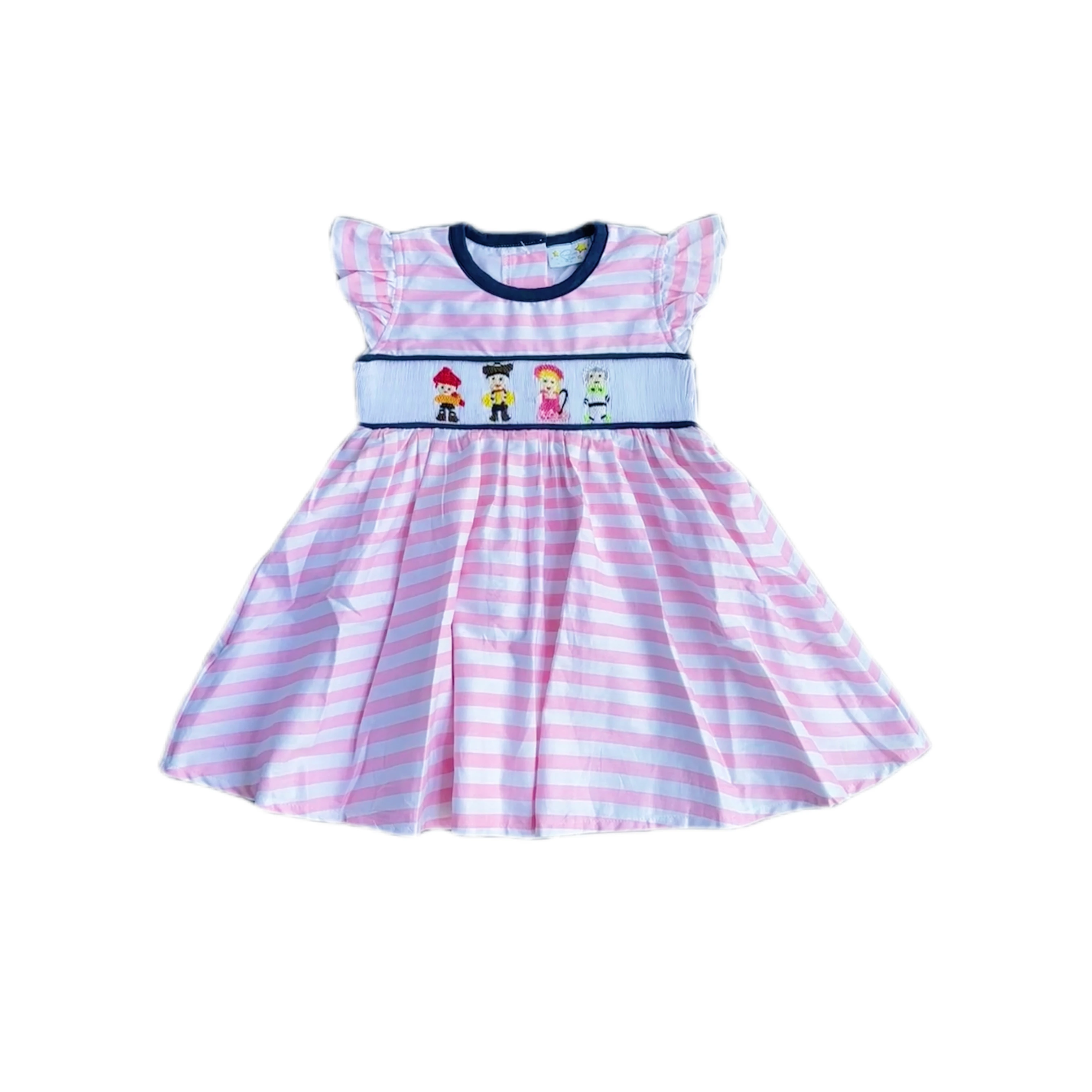 Yihui Custom Clothing Set Party Cotton Fabric Custom Patterned Sleeveless Ruffled Baby Girl Toddler Princess Dresses Smock