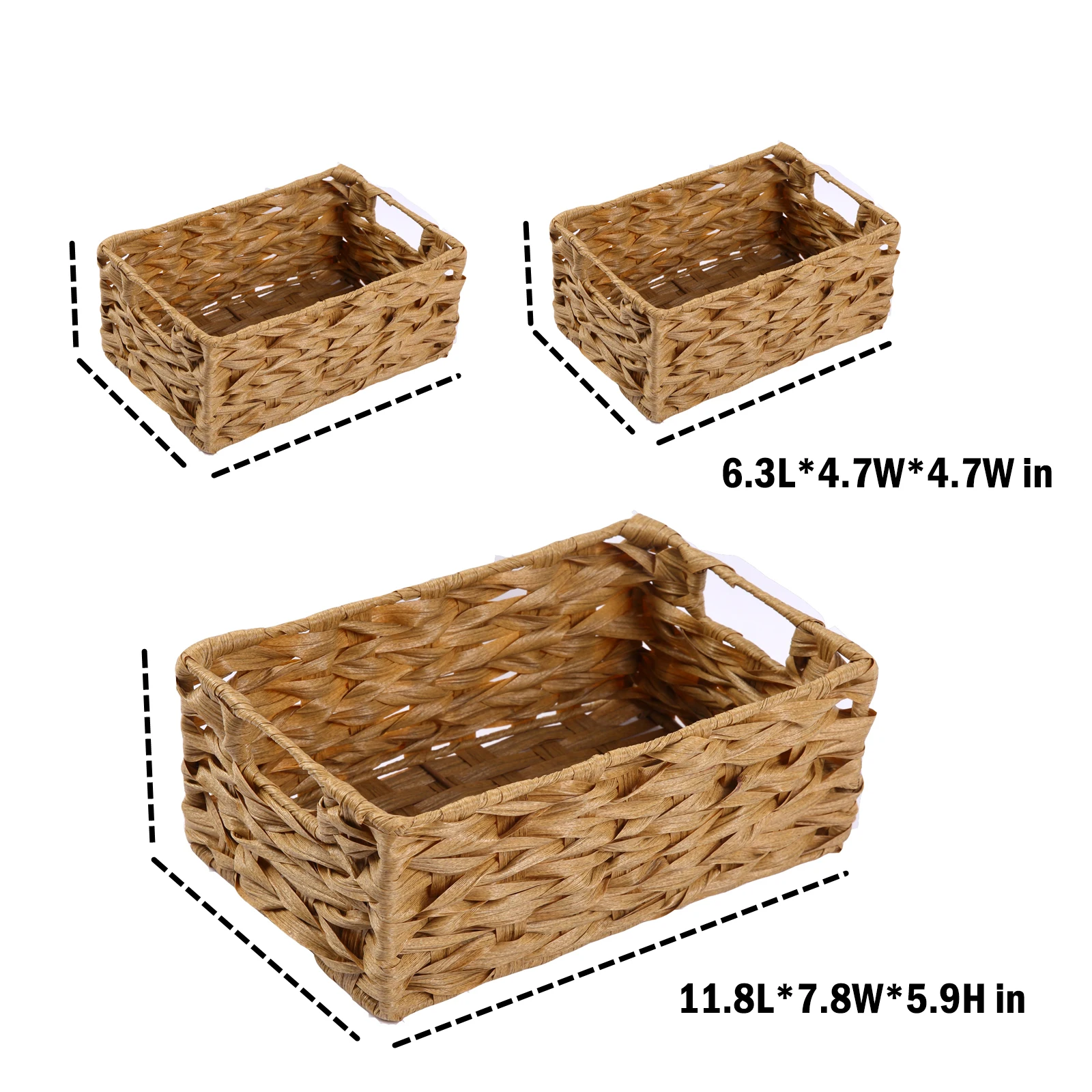 set of 3 plastic pp woven storage baskets for toy