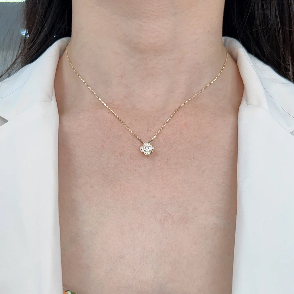 custom Brand Manufacturer original birthstone Jewelry 925 Sterling Silver lucky Four Clover necklace pendant for women making