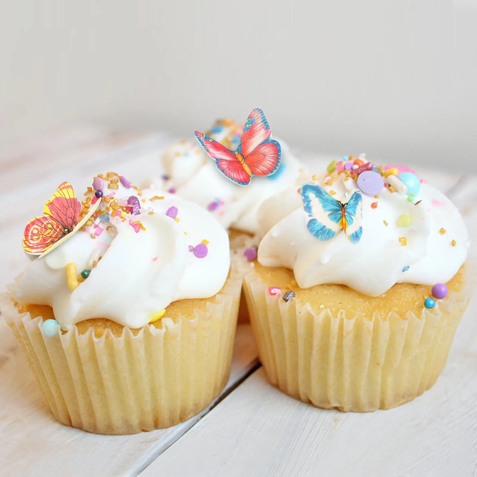 Edible Butterfly Wafer Paper Cake Toppers Rice Paper Edible Butterfly Happy Birthday Food Cupcake Decorations