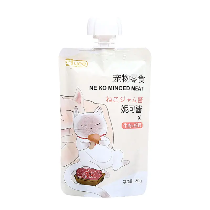 Оптовая Продажа с фабрики горячая Распродажа корм для кошек влажный куриный тунец домашние закуски жидкие мясные пюре упаковка 80 г