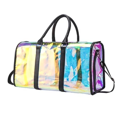 Luxury fashion handbag Luggage bag Waterproof thick Pvc transparent three-dimensional holographic travel sports bag Fitness bag