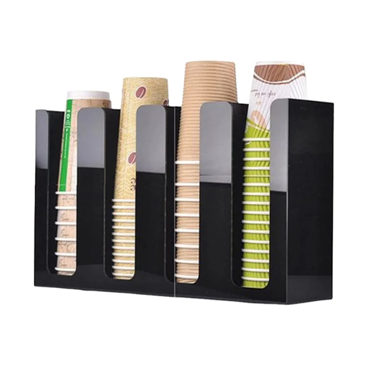 Black vertical lattice milk tea shop acrylic disposable cups display rack