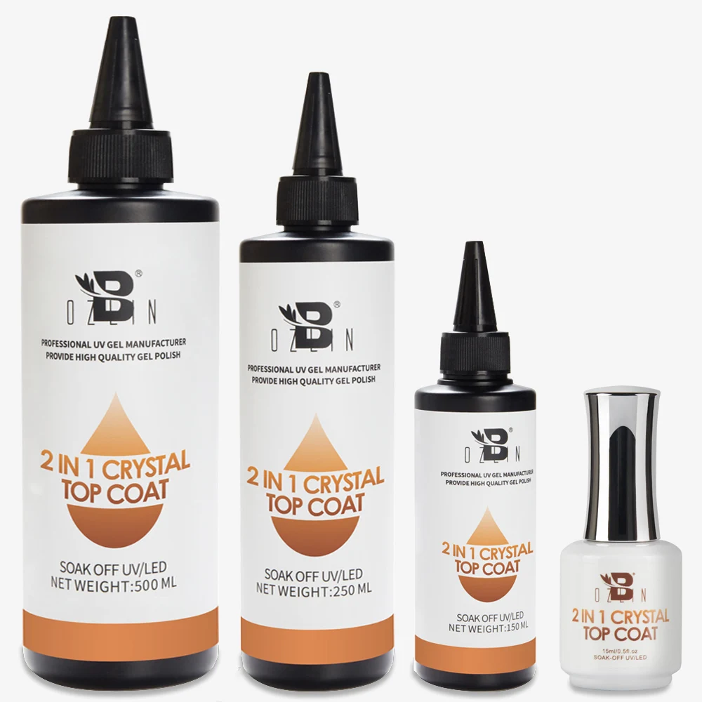BOZLIN Nail Supplies Wholesale Superior Quality Bulk Refill Top Coat Base Coat Set Kit 150ml 250ml 500ml Bottle Barrel OEM