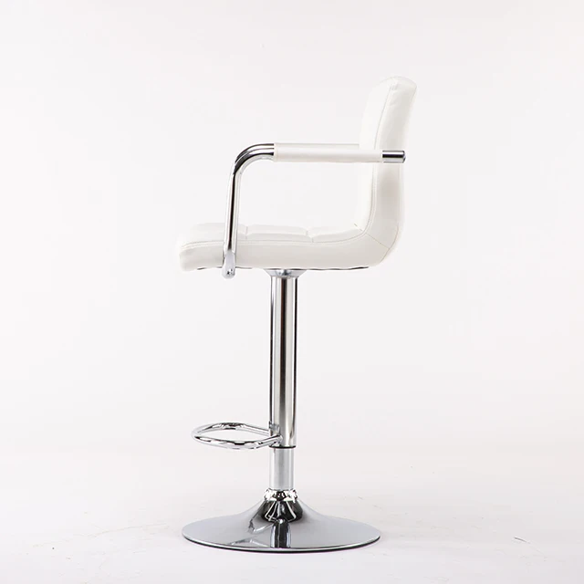 White PU Leather Swivel Bar Stool with Stable Base Fashion 360 Turn Around Dental Stool for Office Chair