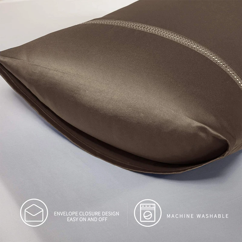 19Momme 100% Pure Silk Pillowcase with Envelope Closure 600 Thread Count Silk Pillowcase
