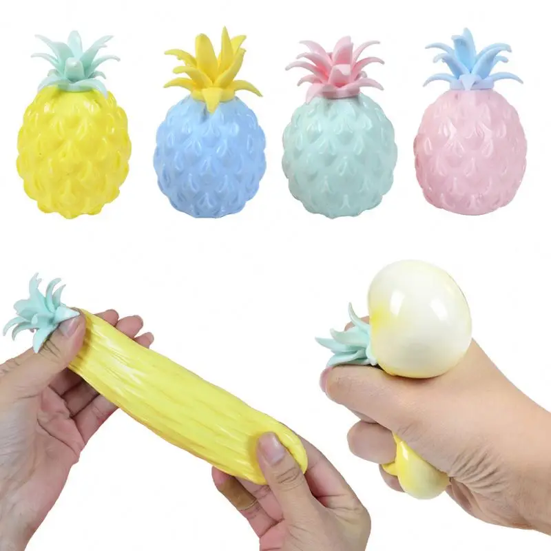 Colorful tropical fruit shape pull stretch promote calm focus stress relief pineapple gel water bead squeeze ball fidget toys