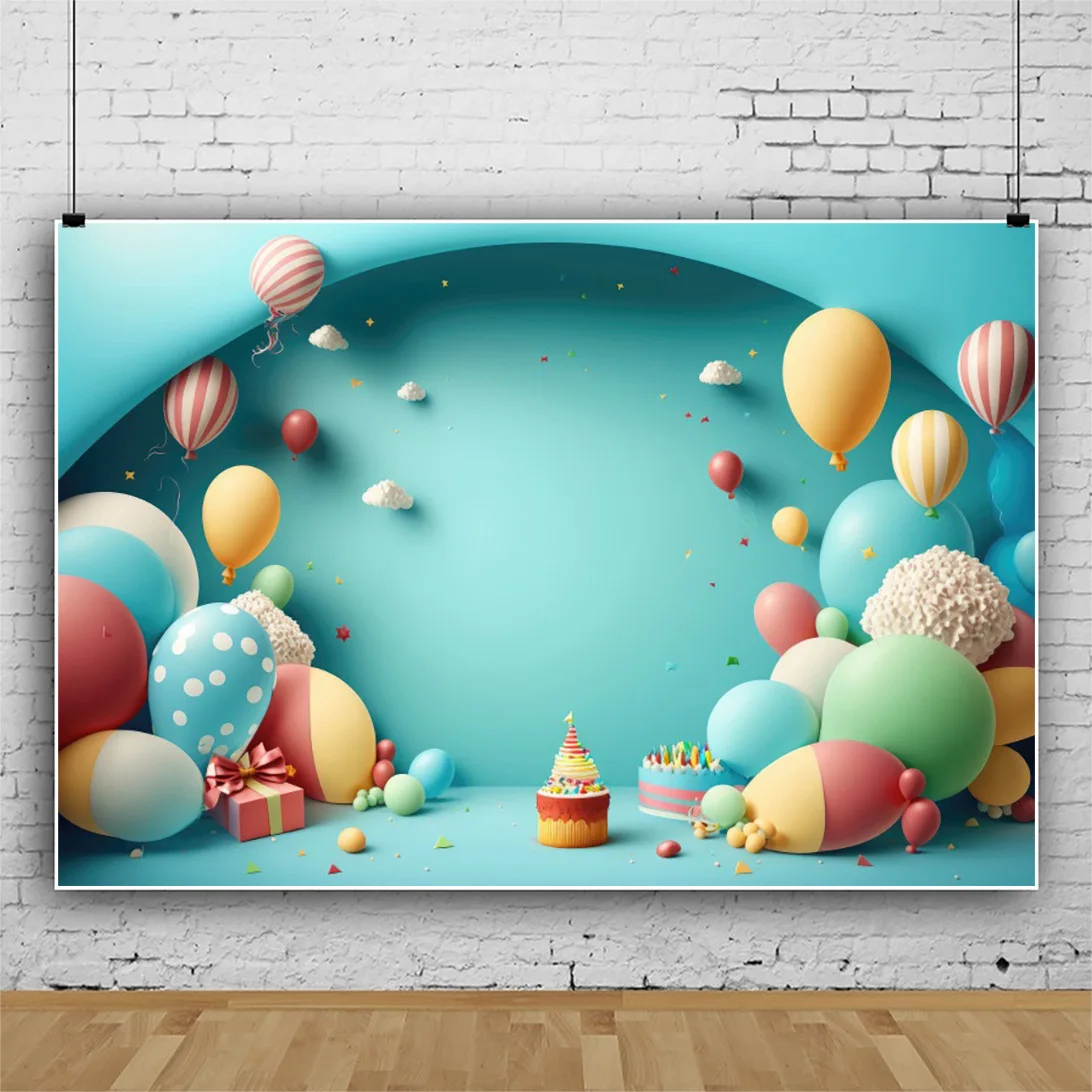 Photography Background 3D Colorful Balloon Child Birthday Party Decor Family Photocall Photo Studio Photorealistic fabric
