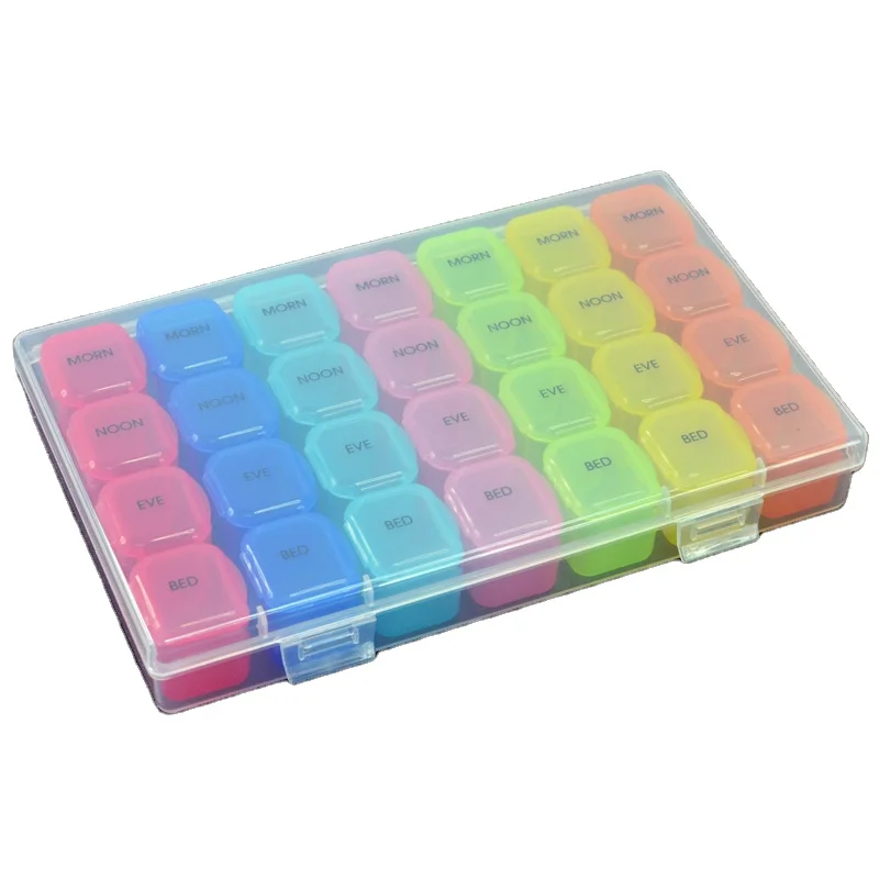 Monthly Pill Box am/pm Pill Organizer box for 7 Days 28 Compartments pill packaging box