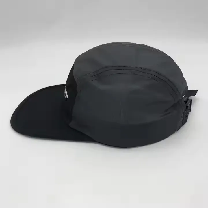 Wholesale high-quality nylon five piece camping cap, customized printed logo, outdoor sports tourism breathable baseball cap