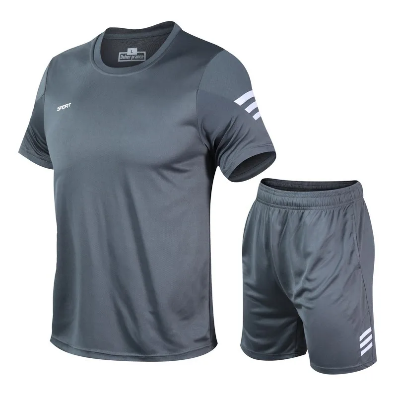 HG New Arrival Men Summer Clothing Set Sports Training Short Sleeve Shirt And Short Twin Set
