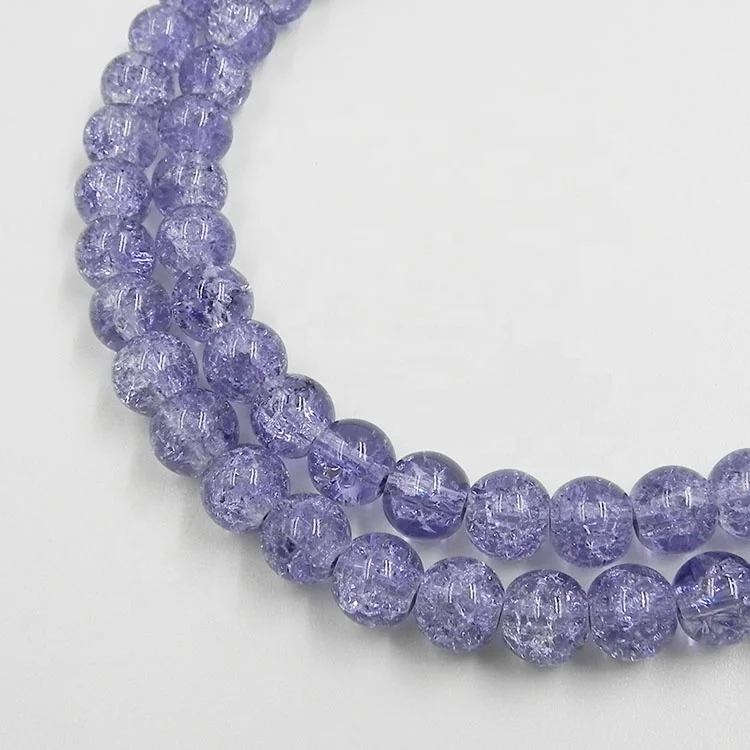 Wholesale Mixed Color Chinese Cracked Glass Crystal Beads Loose 6mm 8mm 10mm Crackle Beads for Jewelry Making with Custom Hole