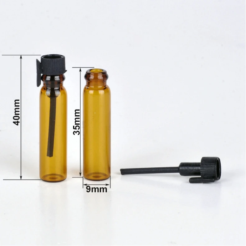 1ml 2ml Mini Refillable Portable Amber Glass Sample Test Bottle for essential oil