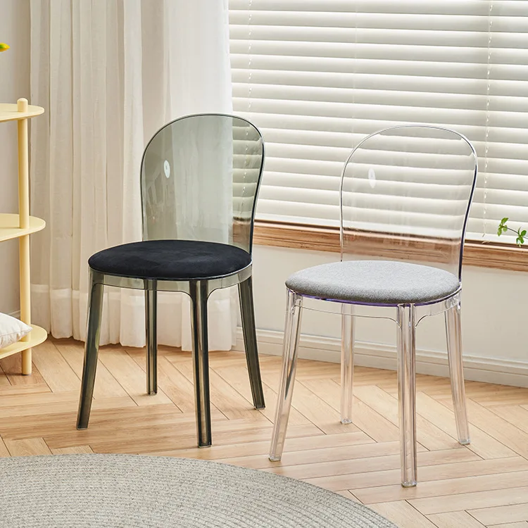 Modern Armless Polycarbonate Dining Chair Acrylic Crystal Transparent Plastic Clear Chair